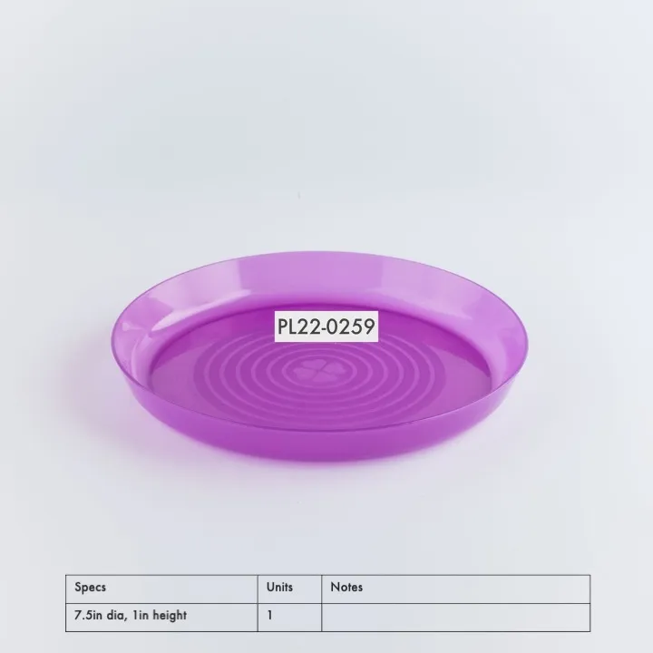PL22-0259 - Purple Plastic Plate - 7.5" 1" (DH)