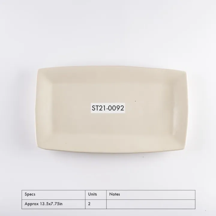 ST21-0092 - White Stoneware Platter - 13.5" 7.75" (LW)
