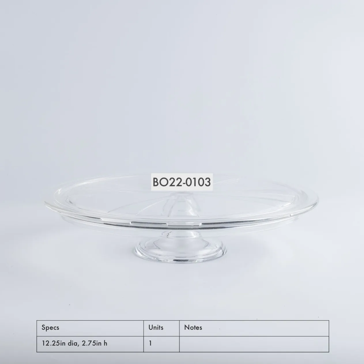 BO22-0103 - Clear Glass Cake Stand - 12.25" 2.75" (DH)
