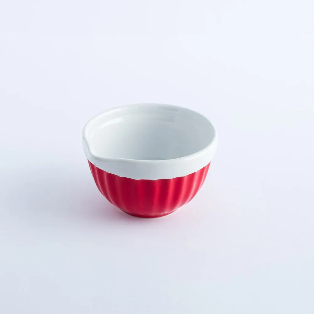 BW20-0240 - Red White Ceramic Soy Dish - 4.25" 2.5" (DH)
