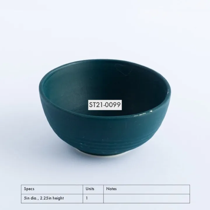 ST21-0099 - Blue Stoneware Bowl - 5" 2.25" (DH)