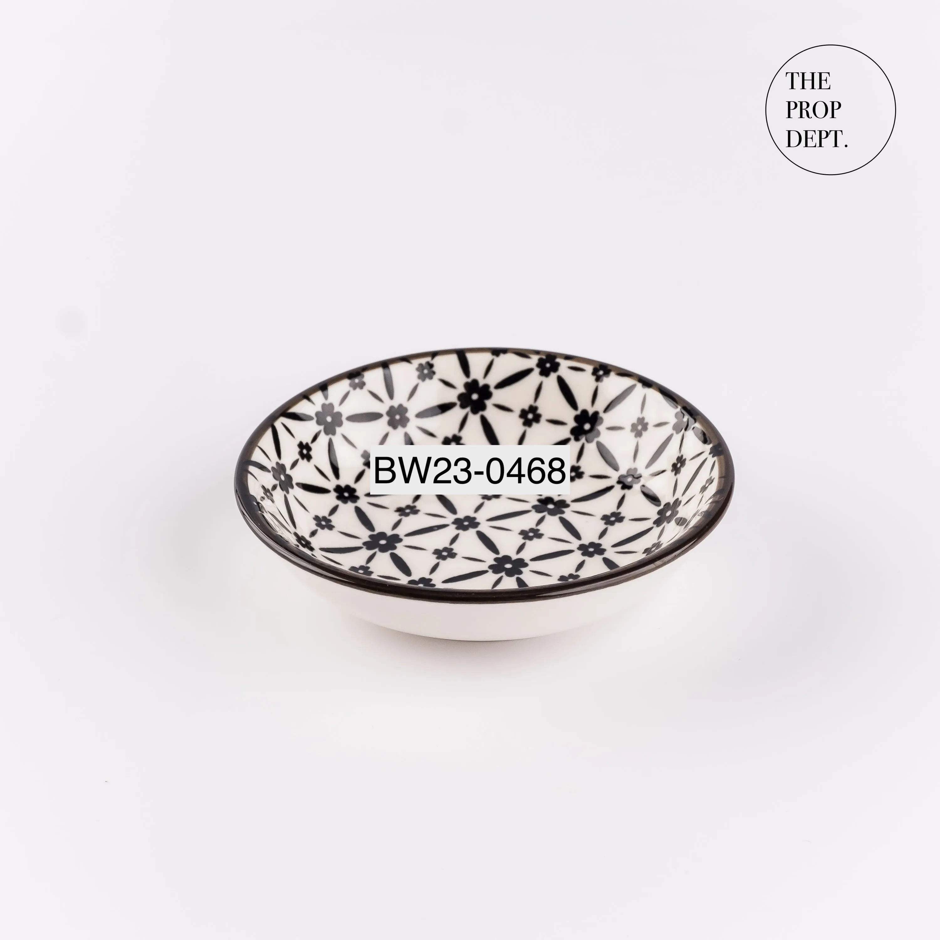 BW23-0468 - Black White Ceramic Bowl - 3.75" 0.75" (DH)