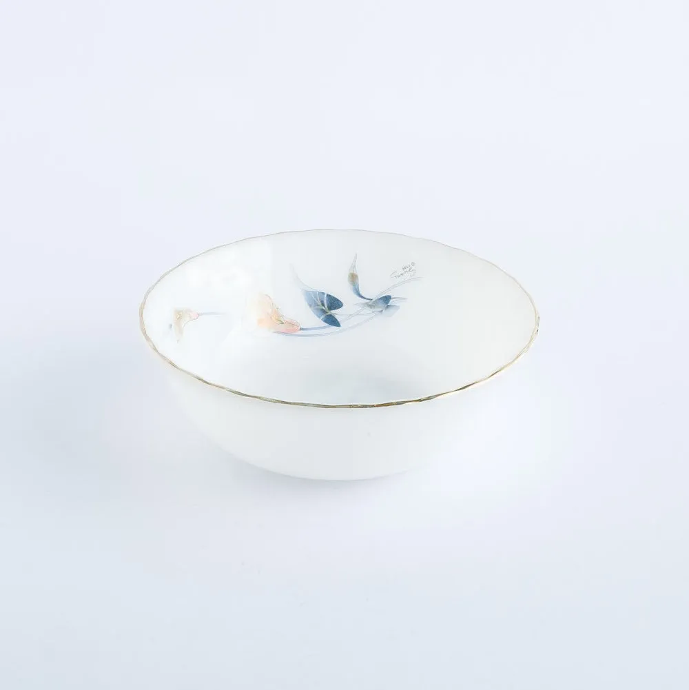 BW20-0183 - White Blue Ceramic Bowl - 5.75" 1.75" (DH)