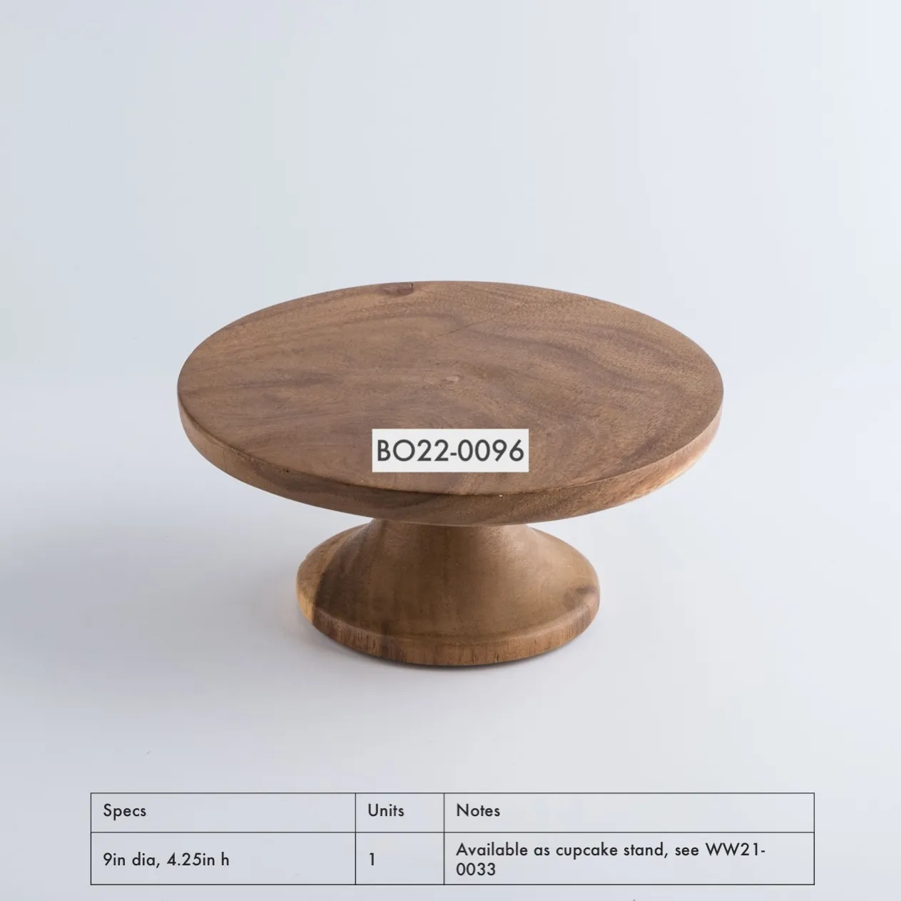 BO22-0096 - Brown Wood Cake Stand - 9" 4.25" (DH)