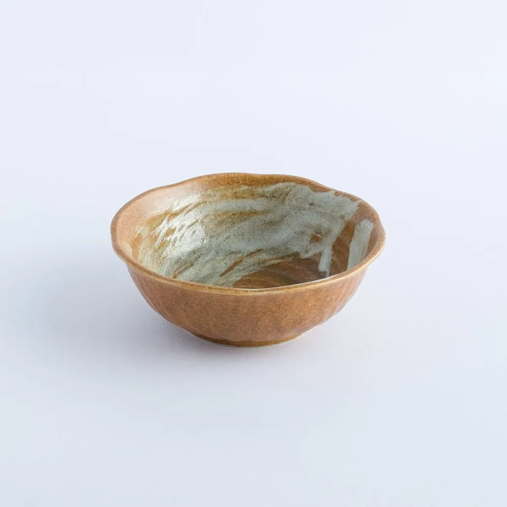 BW20-0131 - Brown White Ceramic Bowl - 5" 1.75" (DH)