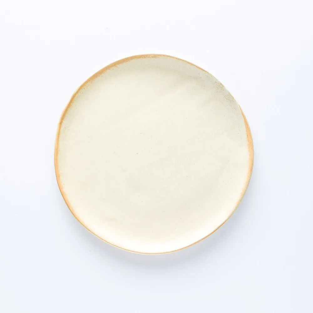 ST20-0049 - White Brown Stoneware Plate - 7.25" (D)