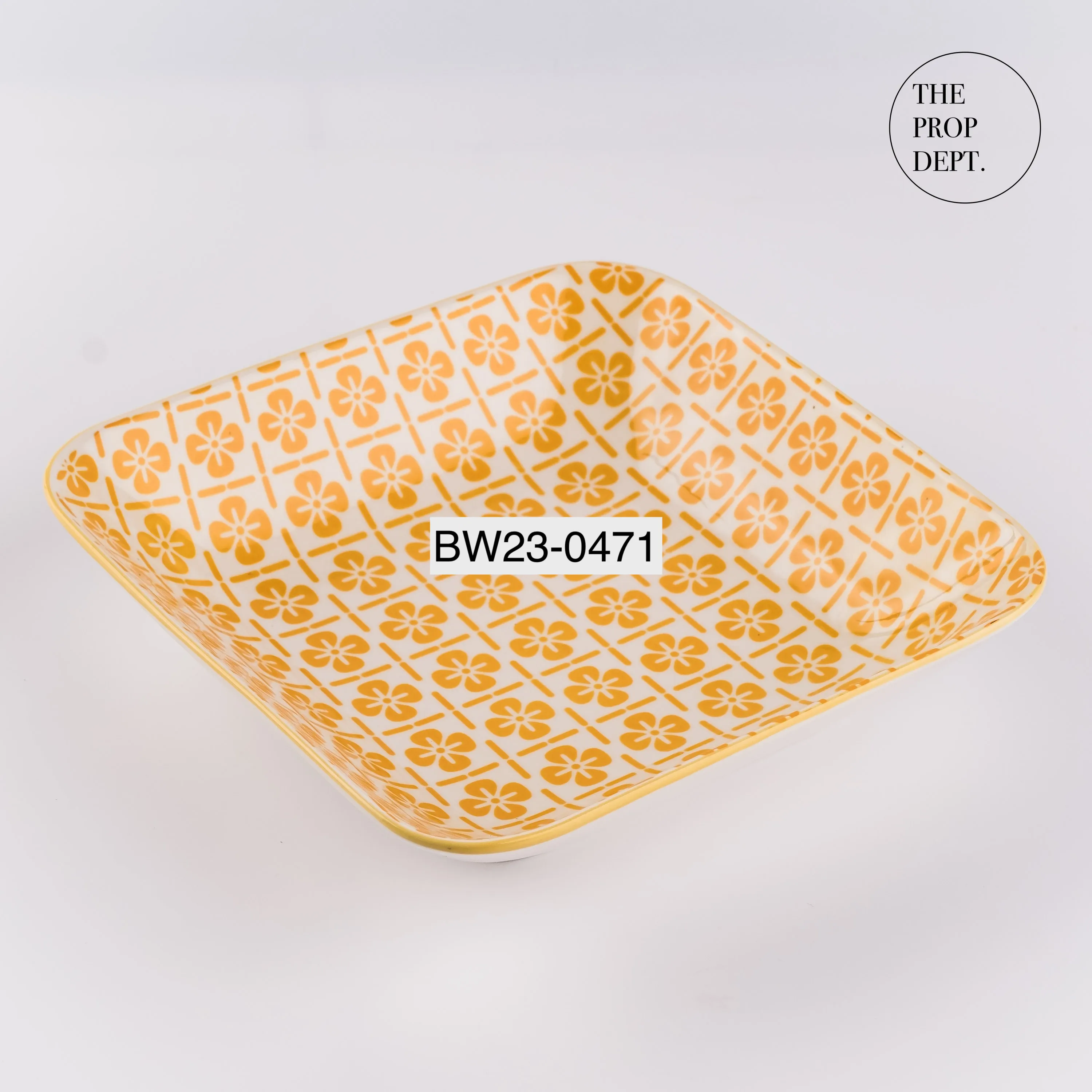 BW23-0471 - Yellow White Bowl - 8" 8" 1.75" (LWH)