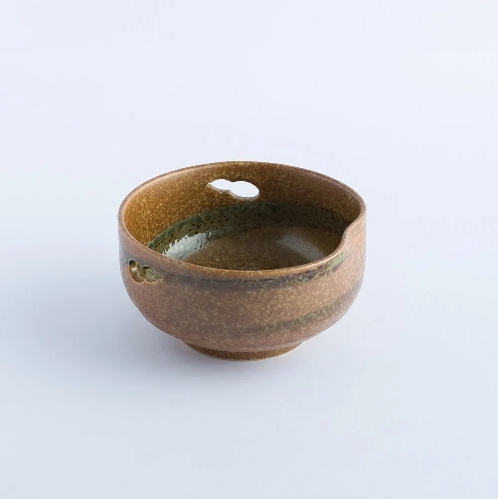 BW20-0129 - Brown Green Ceramic Bowl - 4.5" 2.25" (DH)