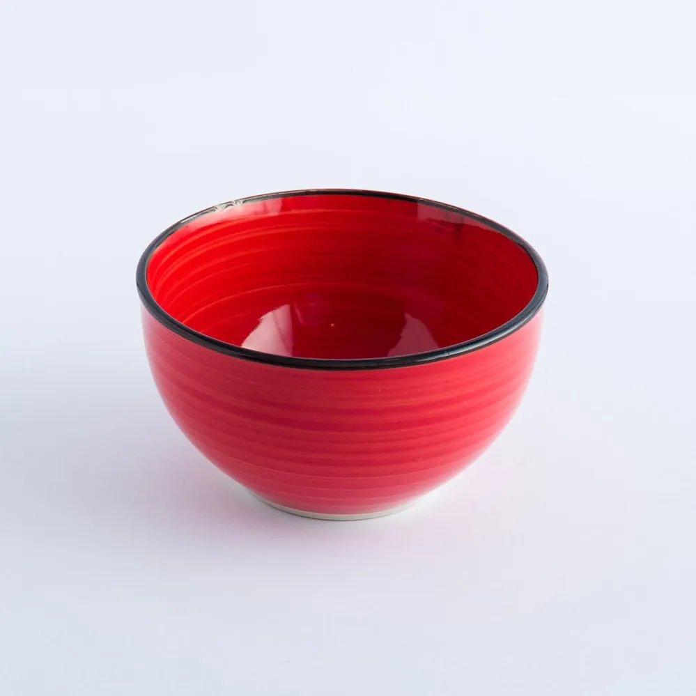 BW20-0168 - Red Black Ceramic Bowl - 5.25" 3" (DH)