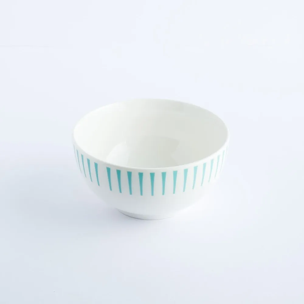BW20-0085 - White Green Ceramic Bowl - 5.5" 2.75" (DH)