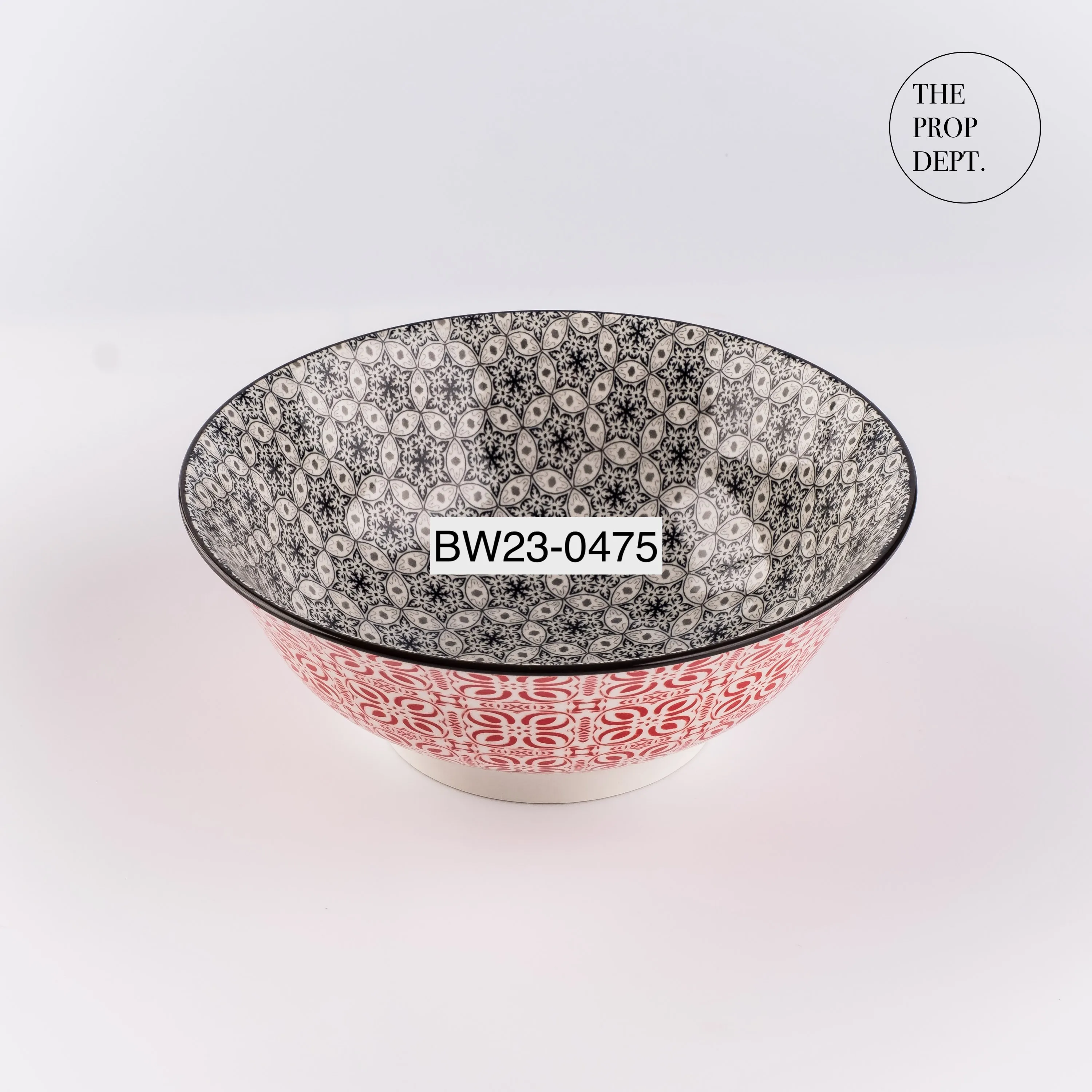 BW23-0475 - Black Red Bowl - 8.5" 2" (DH)