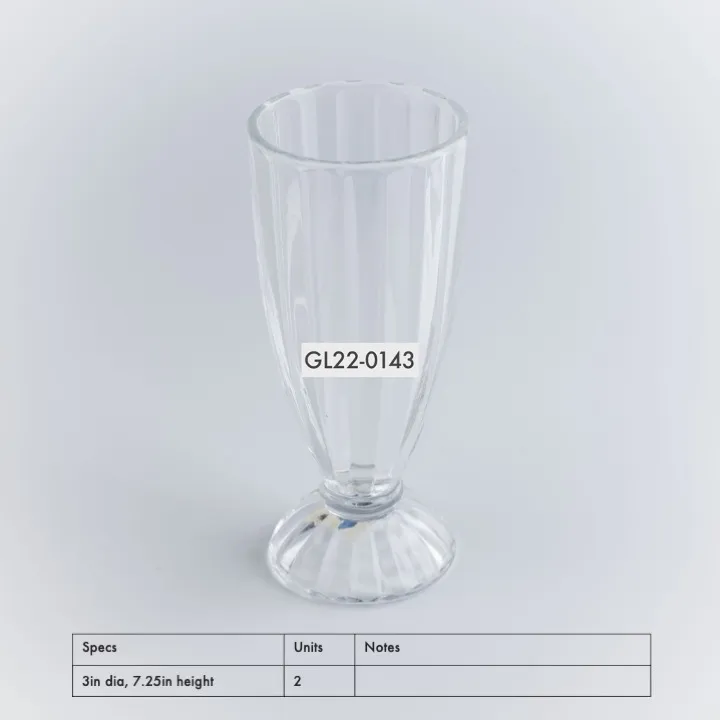 GL22-0143 - Clear Glass for Shakes and Desserts - 3" 7.25" (DH)