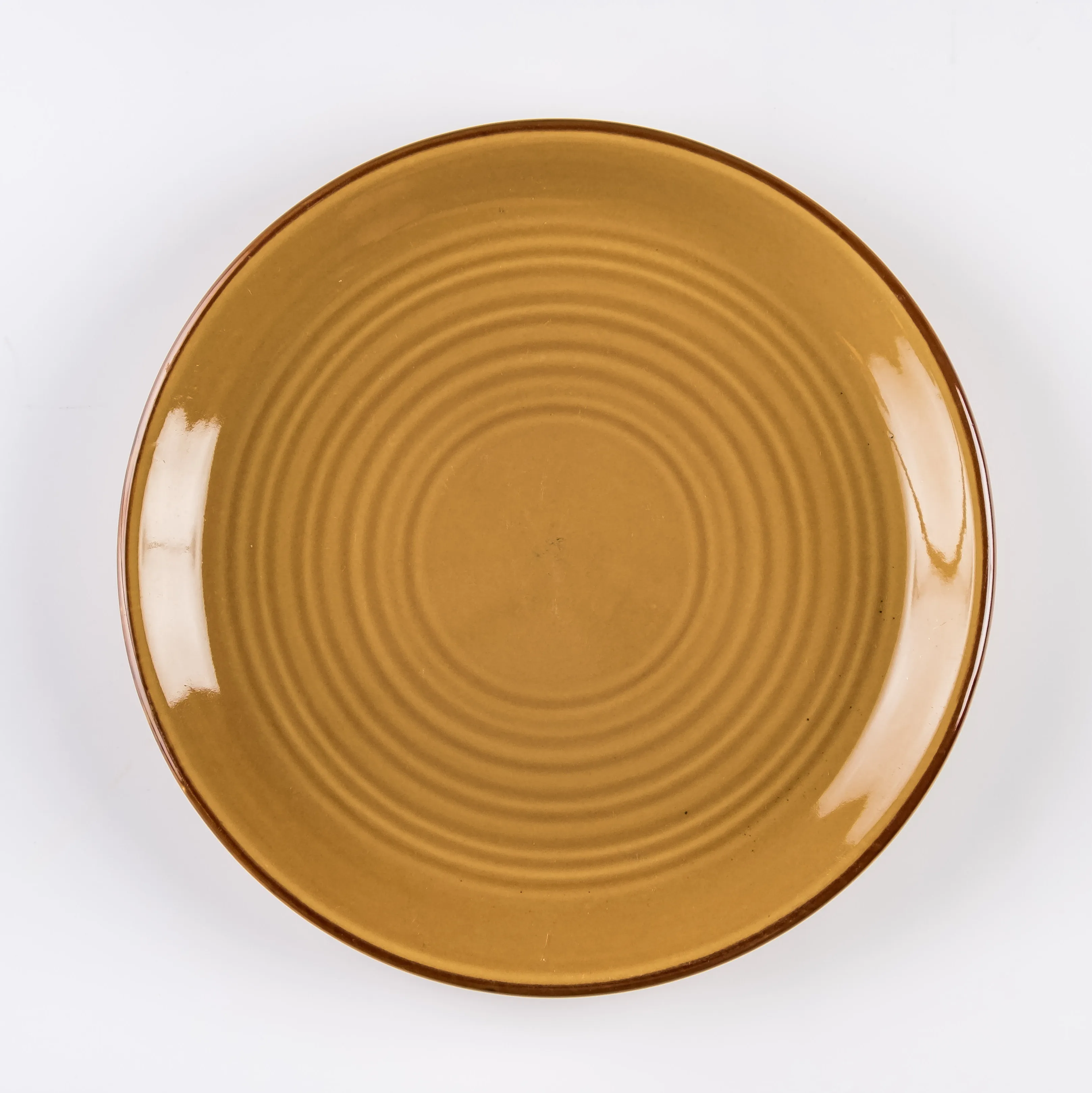 PL21-0154 - Yellow Brown Ceramic Plate - 10.5" (D)