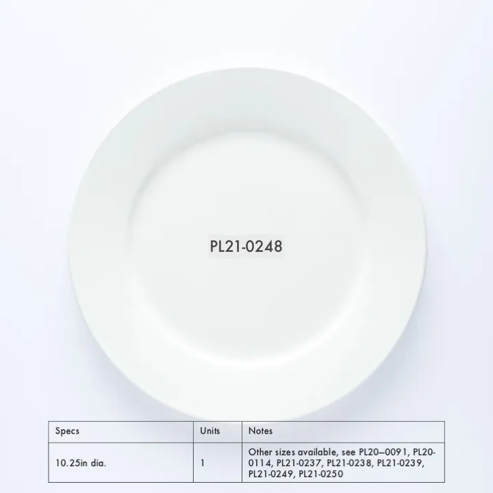 PL21-0248 - White Ceramic Plate - 10.25" (D)