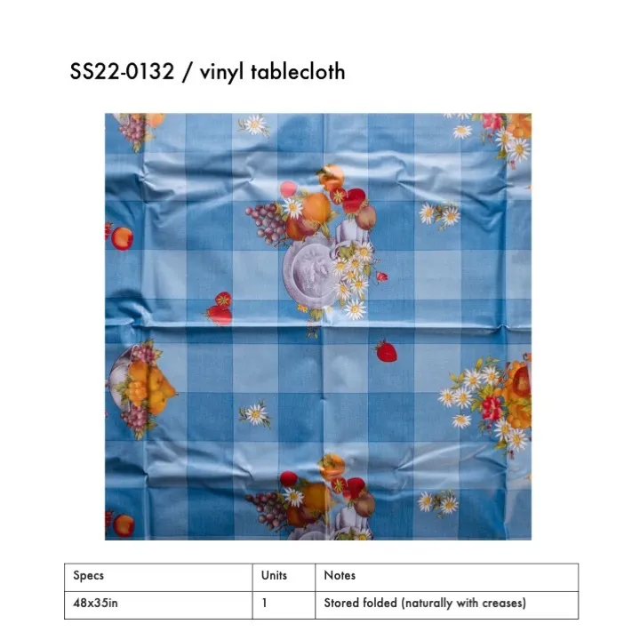 SS22-0132 - Blue Orange Vinyl Tablecloth - 48" 35" (LW)