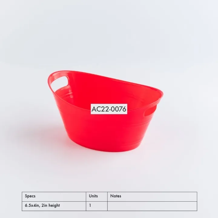 AC22-0076 - Red Plastic Basket - 6.5" 4" 2" (LWH)
