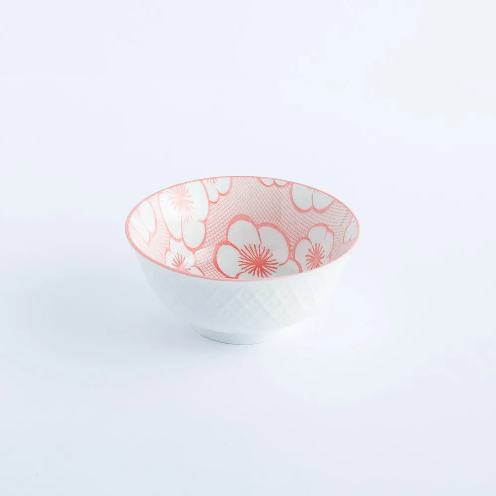 BW20-0162 - White Pink Ceramic Bowl - 4.75" 2.25" (DH)