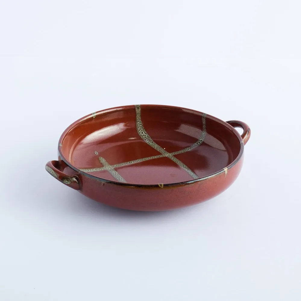 BW20-0160 - Red Brown Ceramic Bowl - 8.6" 5" 2.5" (LWH)