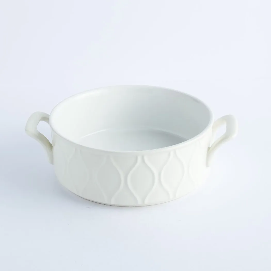 BW20-0290 - White Ceramic Ulam Bowl - 7" 2.5" (DH)