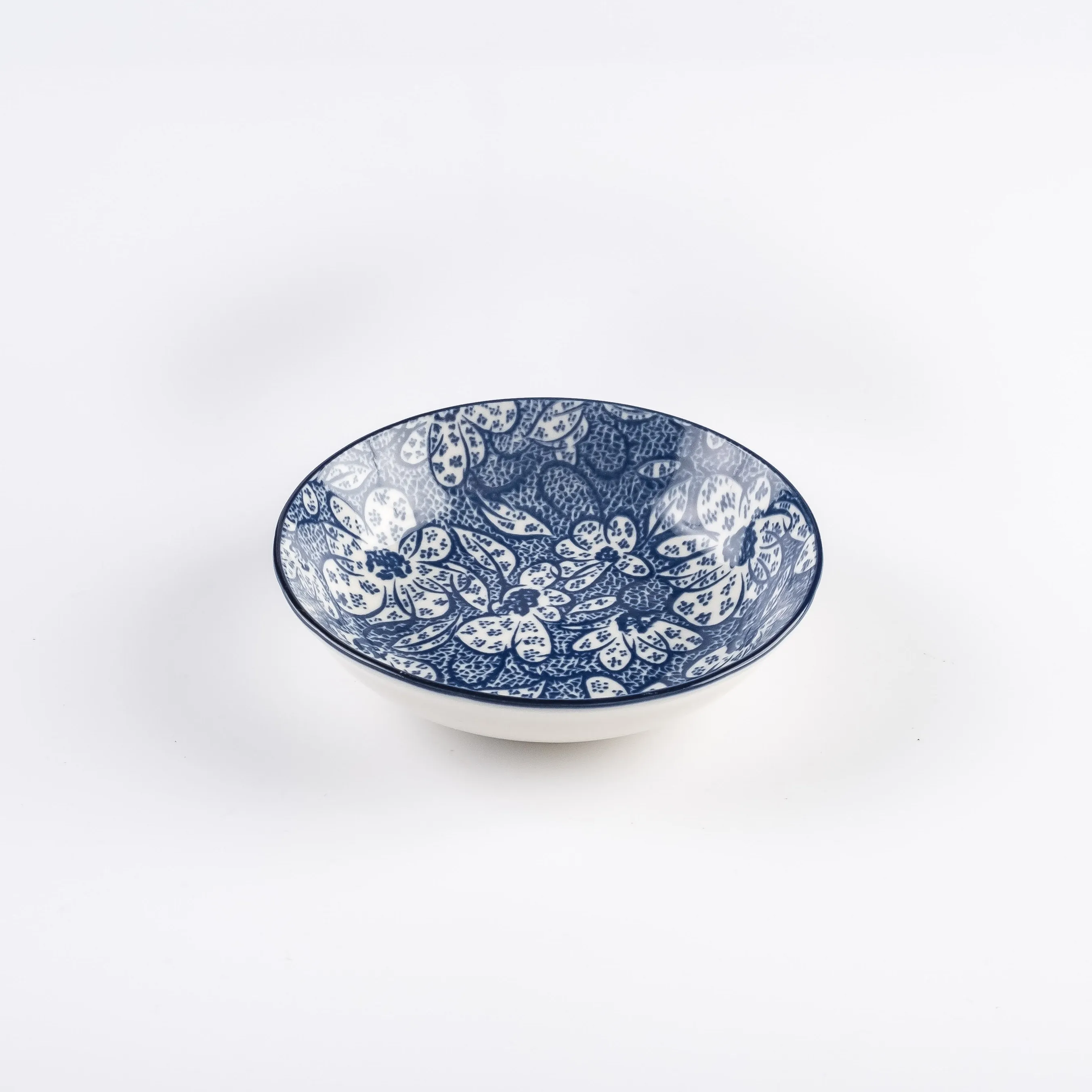 BW21-0373 - Blue White Ceramic Bowl - 5.5" 1.25" (DH)