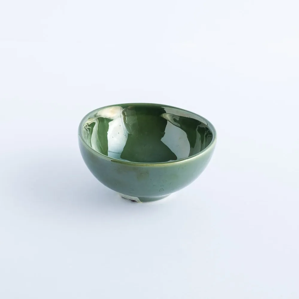 ST20-0012 - Green Stoneware Bowl - 4.5" 2" (DH)