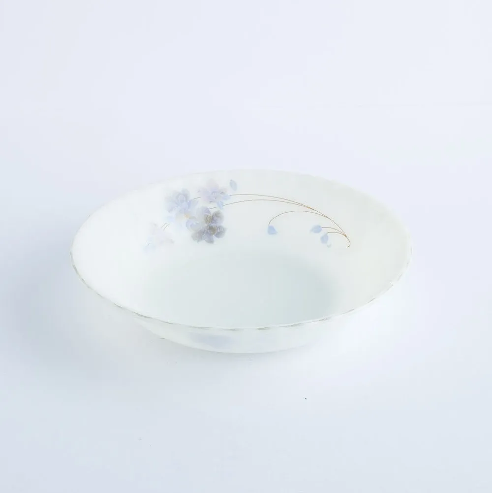 BW20-0271 - White Purple Ceramic Bowl - 7.5" 1.5" (DH)