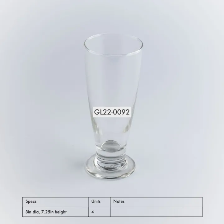 GL22-0092 - Clear Glass for Shakes and Desserts - 3" 7.25" (DH)