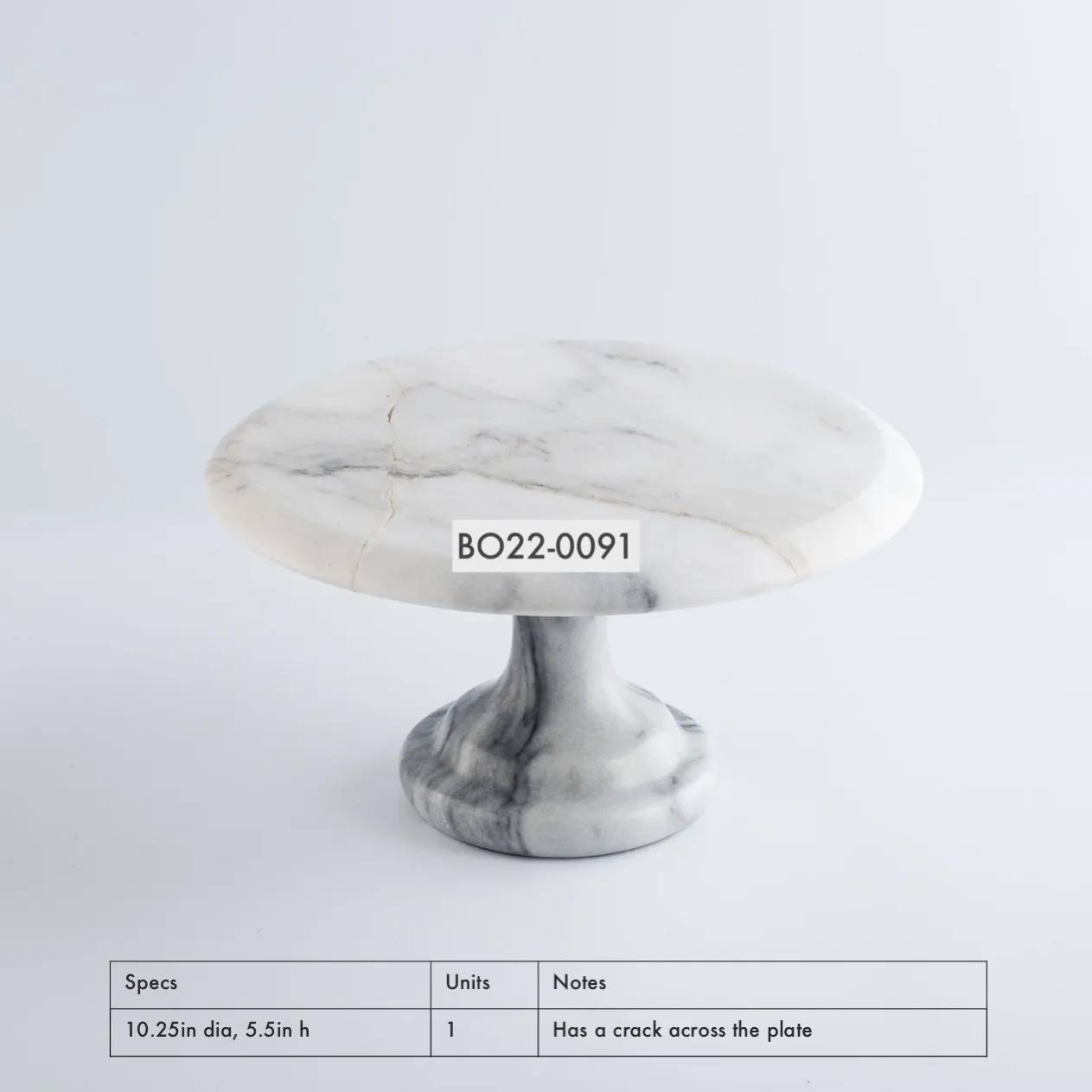 BO22-0091 - White Grey Marble Cake Stand - 10.25" 5.5" (DH)