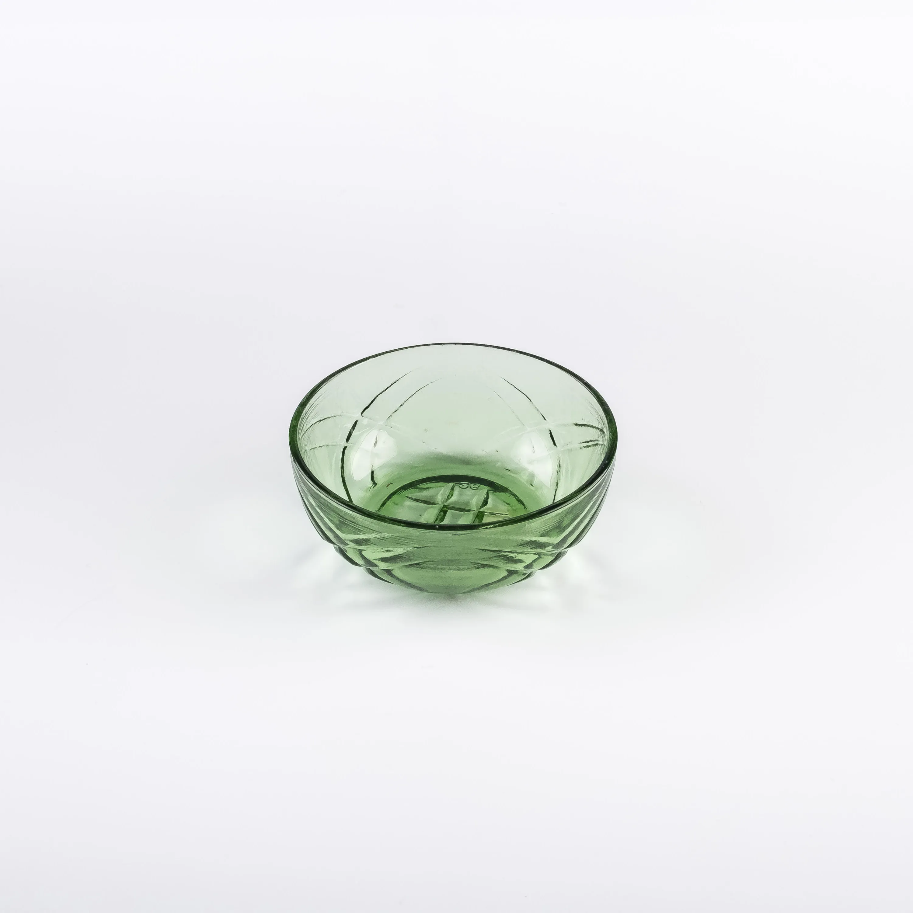 BW21-0416 - Green Glass Bowl - 4" 1.25" (DH)