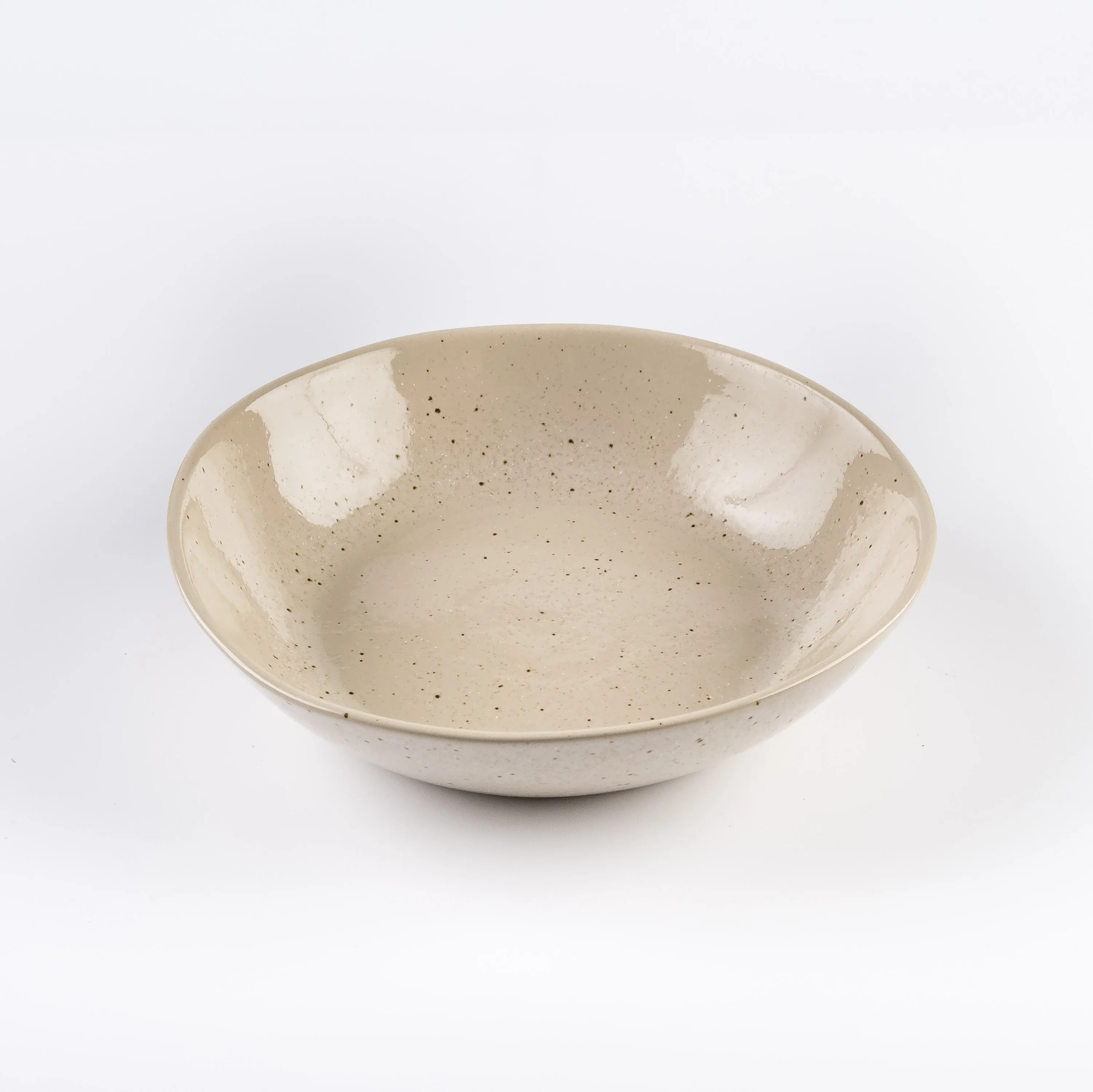 BW21-0434 - Beige Ceramic Ulam Bowl - 8.5" 2" (DH)