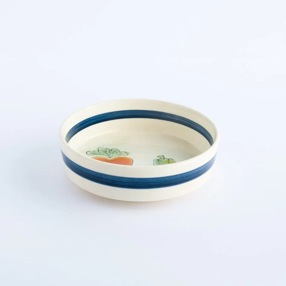 BW20-0066 - White Blue Ceramic Bowl - 6" 2" (DH)