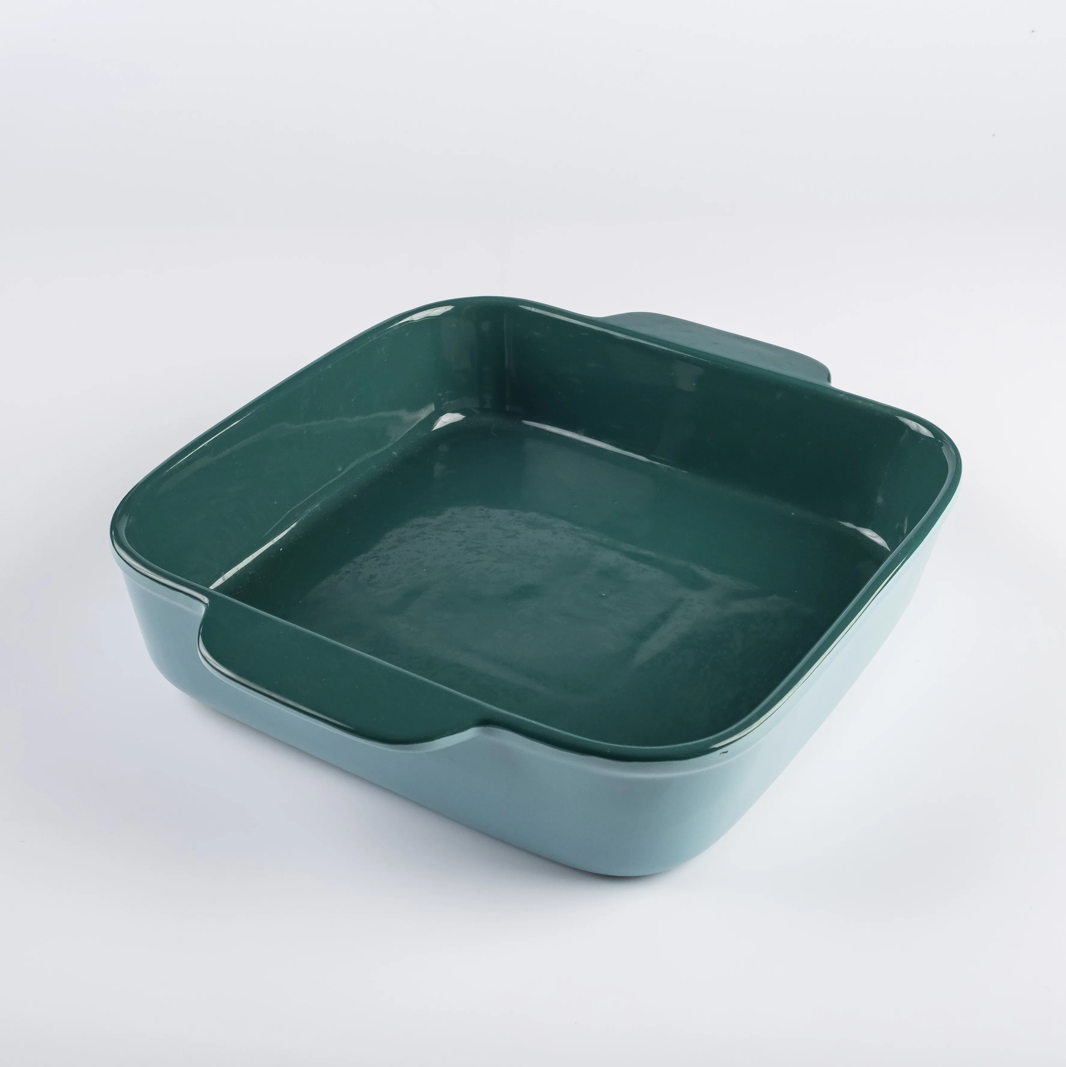 BW21-0326 - Green Blue Ceramic Casseroles - 10" 9.75" 2.5" (LWH)