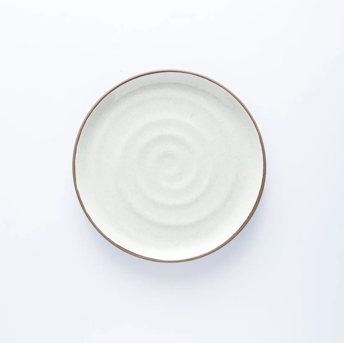 PL20-0057 - White Brown Ceramic Plate - 8.5" (D)