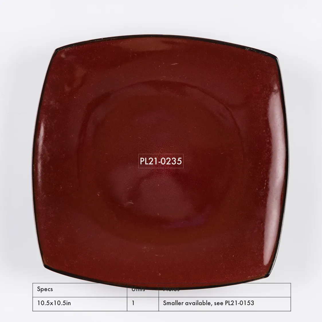 PL21-0235 - Red Bleck Ceramic Plate - 10.5" 10.5" (LW)