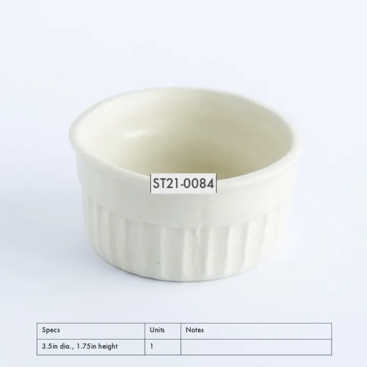 ST21-0084 - White Stoneware Bowl - 3.5" 1.75" (DH)