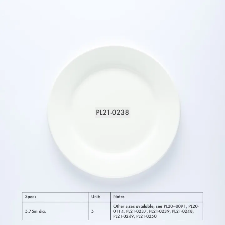 PL21-0238 - White Ceramic Plate - 5.75" (D)