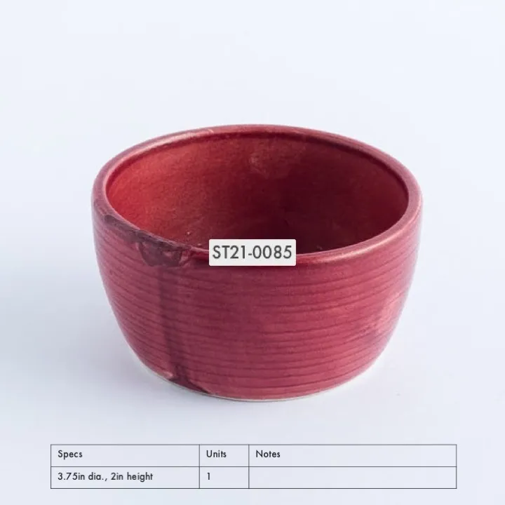 ST21-0085 - Red Stoneware Bowl - 3.75" 2" (DH)