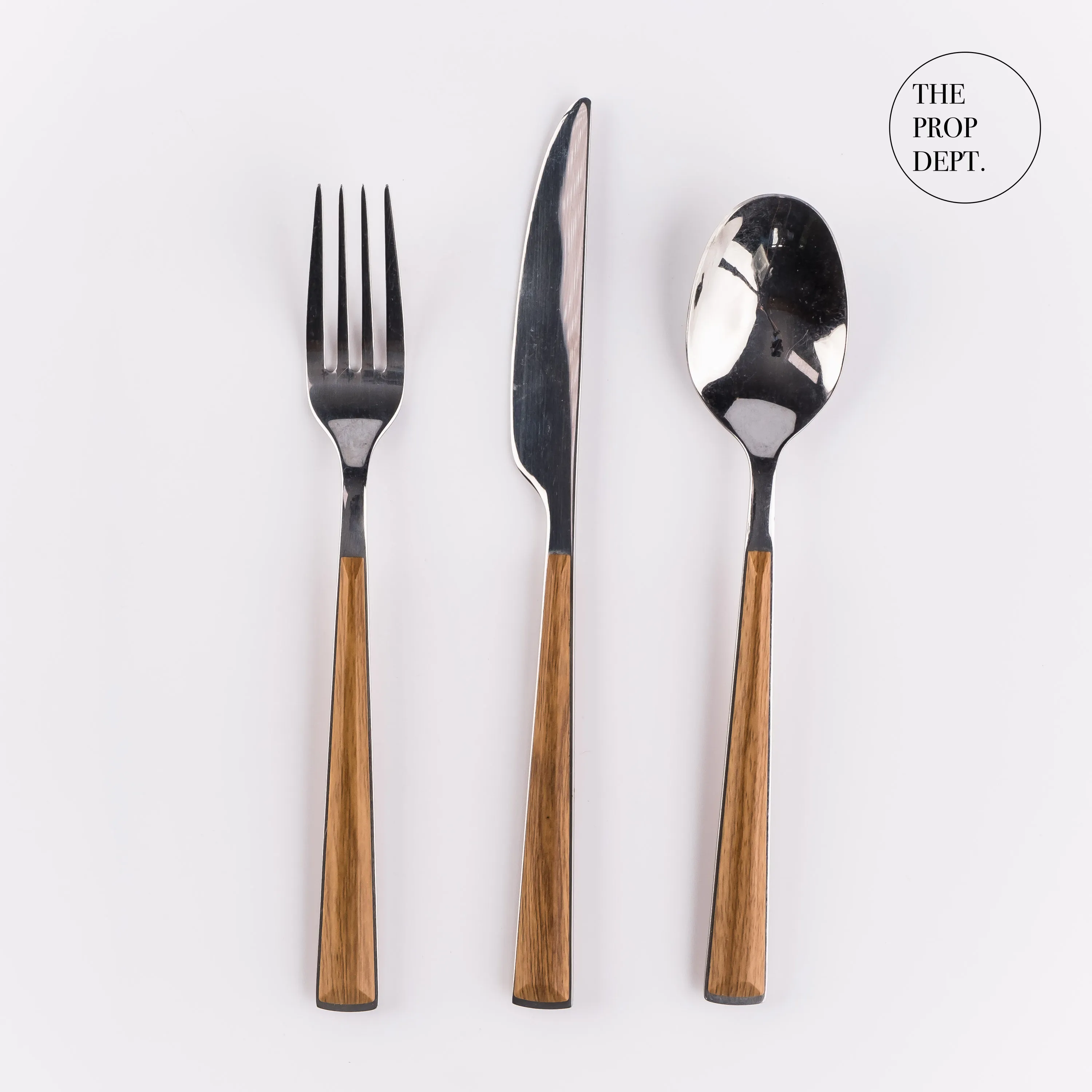 UT23-0376 - Silver Brown Metal Utensil Set - 8" (L)