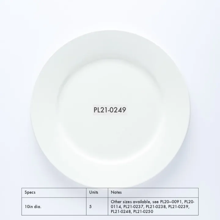 PL21-0249 - White Ceramic Plate - 10" (D)