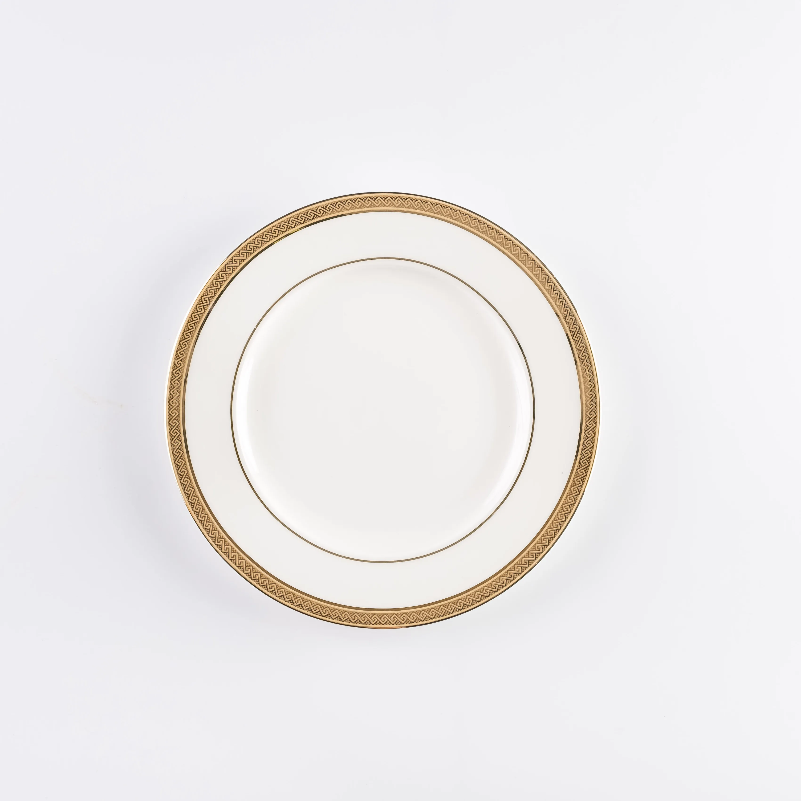 PL21-0201 - White Gold Bone China Plate - 8.25" (D)
