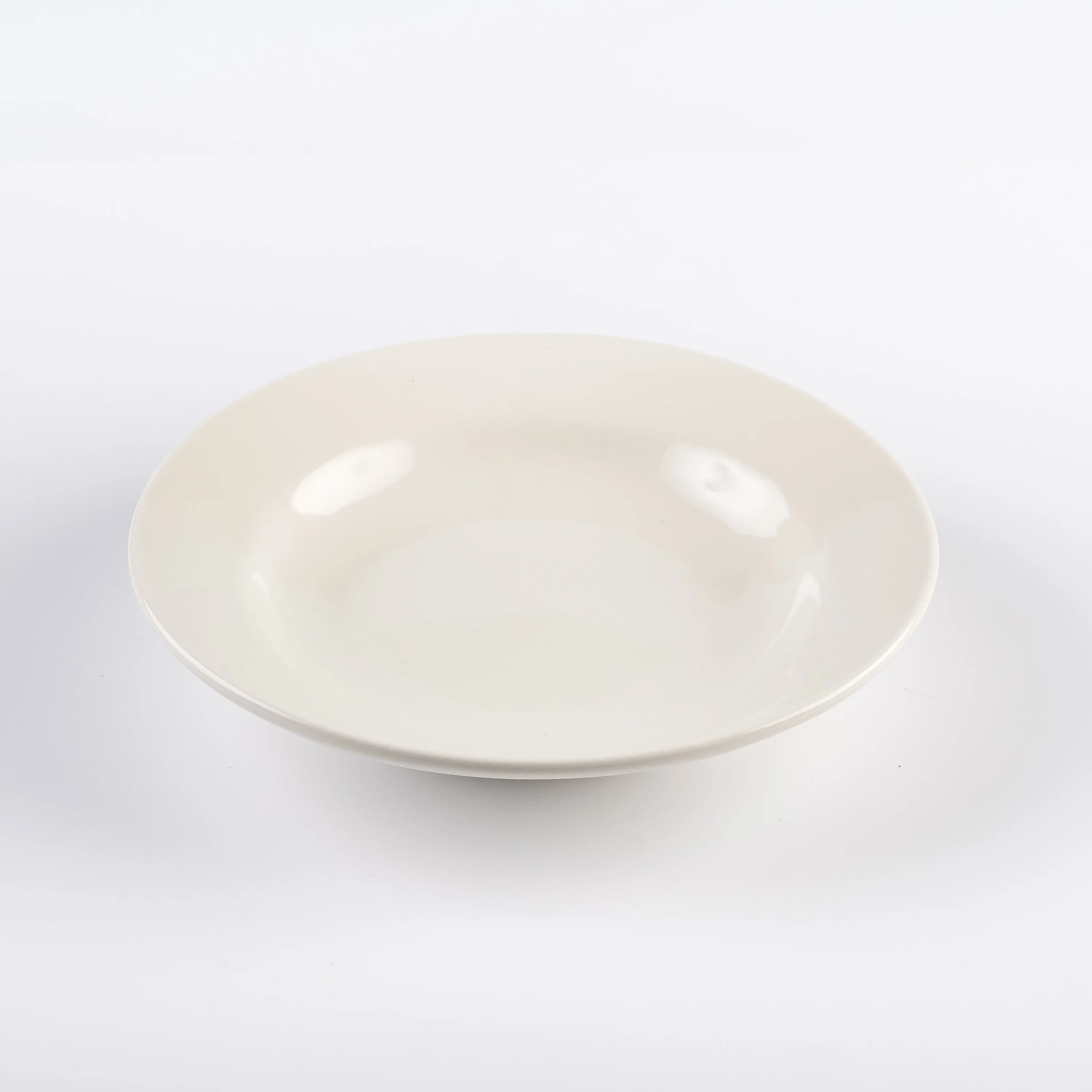 BW21-0439 - White Ceramic Ulam Bowl - 9" 1.75" (DH)