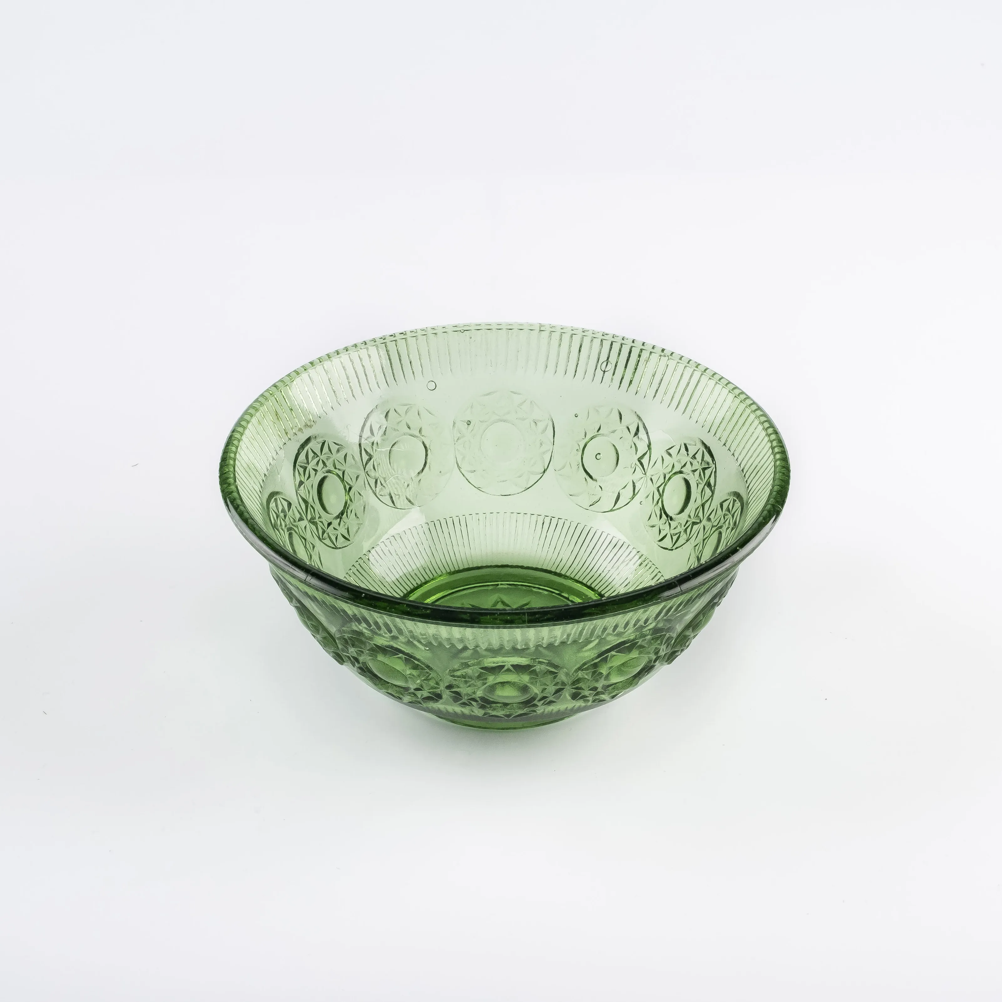 BW21-0380 - Green Glass Bowl - 7" 3.25" (DH)