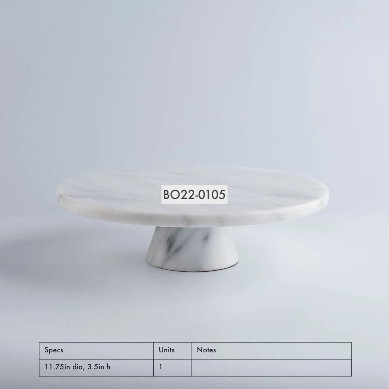 BO22-0105 - White Grey Marble Cake Stand - 11.75" 3.5" (DH)