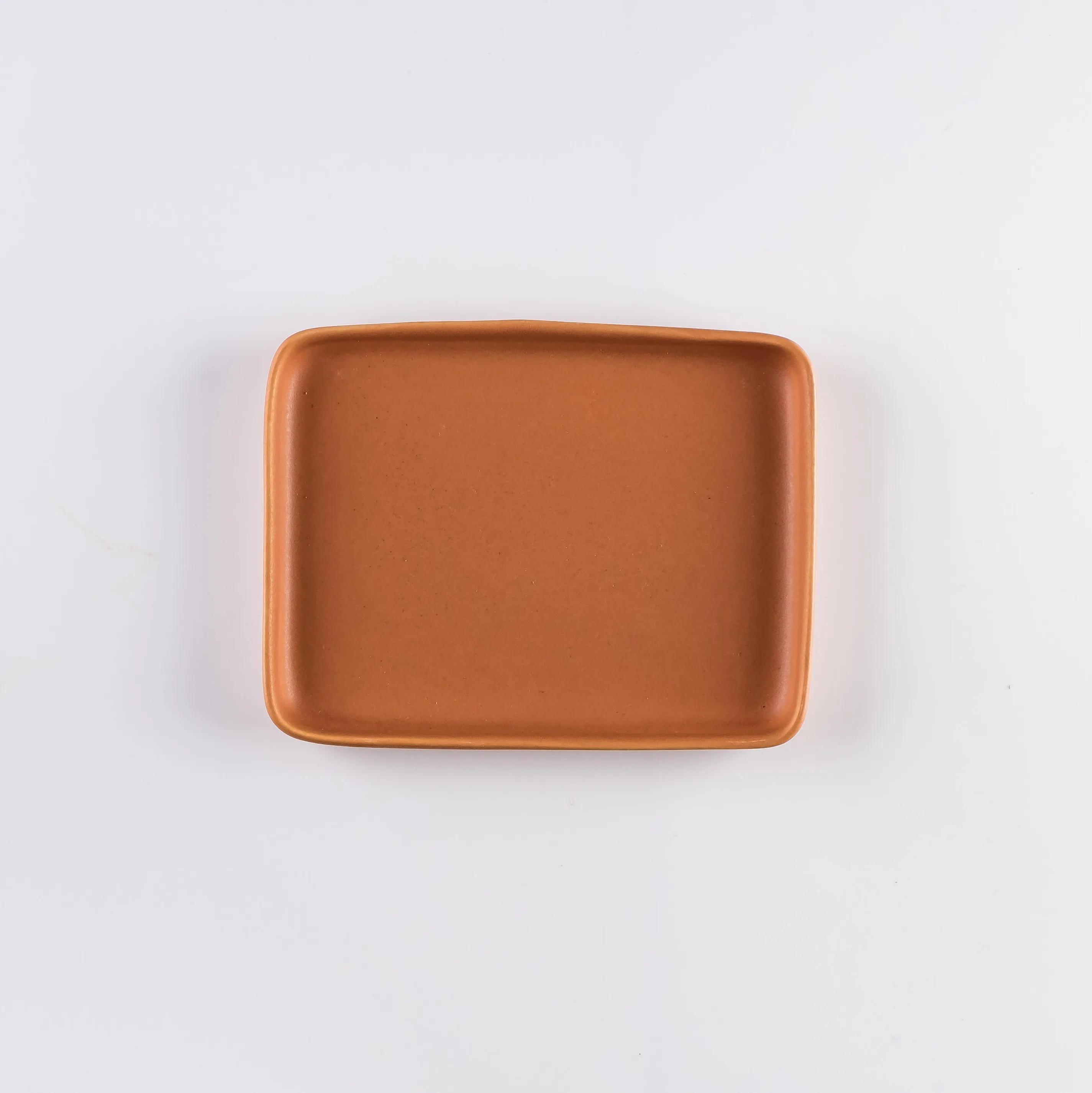 PL21-0230 - Orange Stoneware Plate - 7" 5.5" 0.75" (LWH)