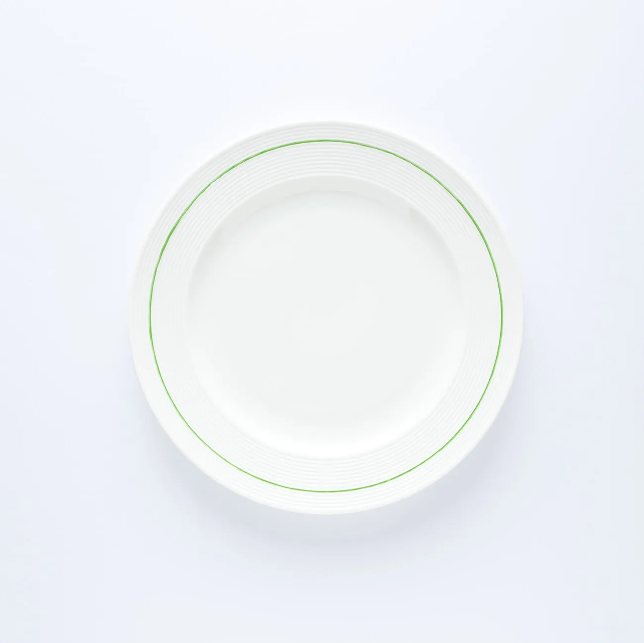 PL20-0113 - White Green Ceramic Plate - 8" (D)