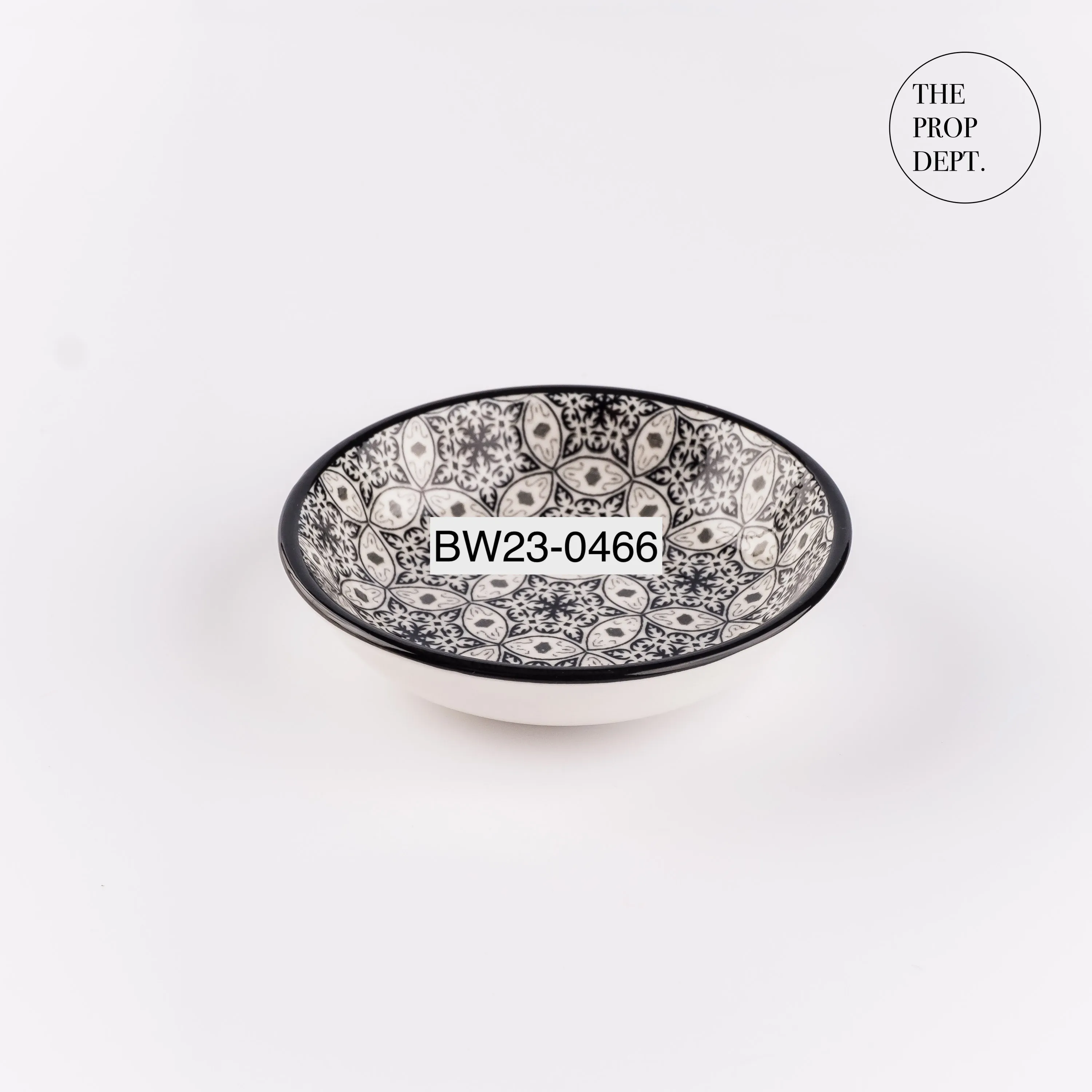 BW23-0466 - Black White Ceramic Bowl - 3.75" 0.75" (DH)