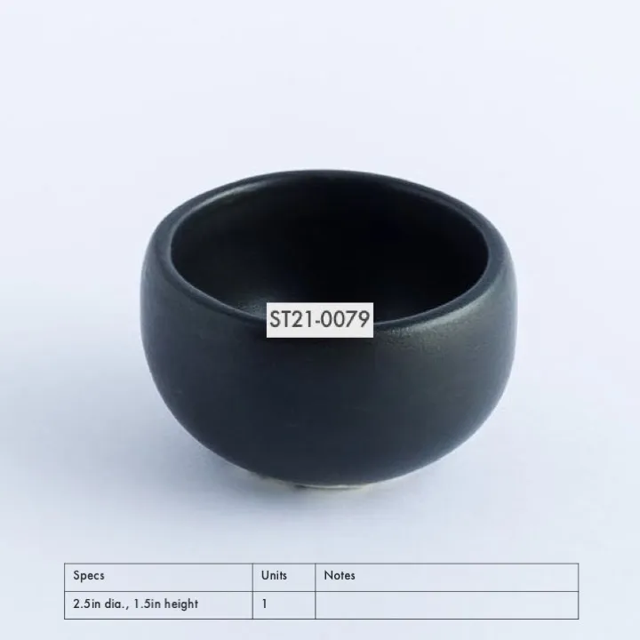 ST21-0079 - Black Stoneware Soy Dish - 2.5" 1.5" (DH)