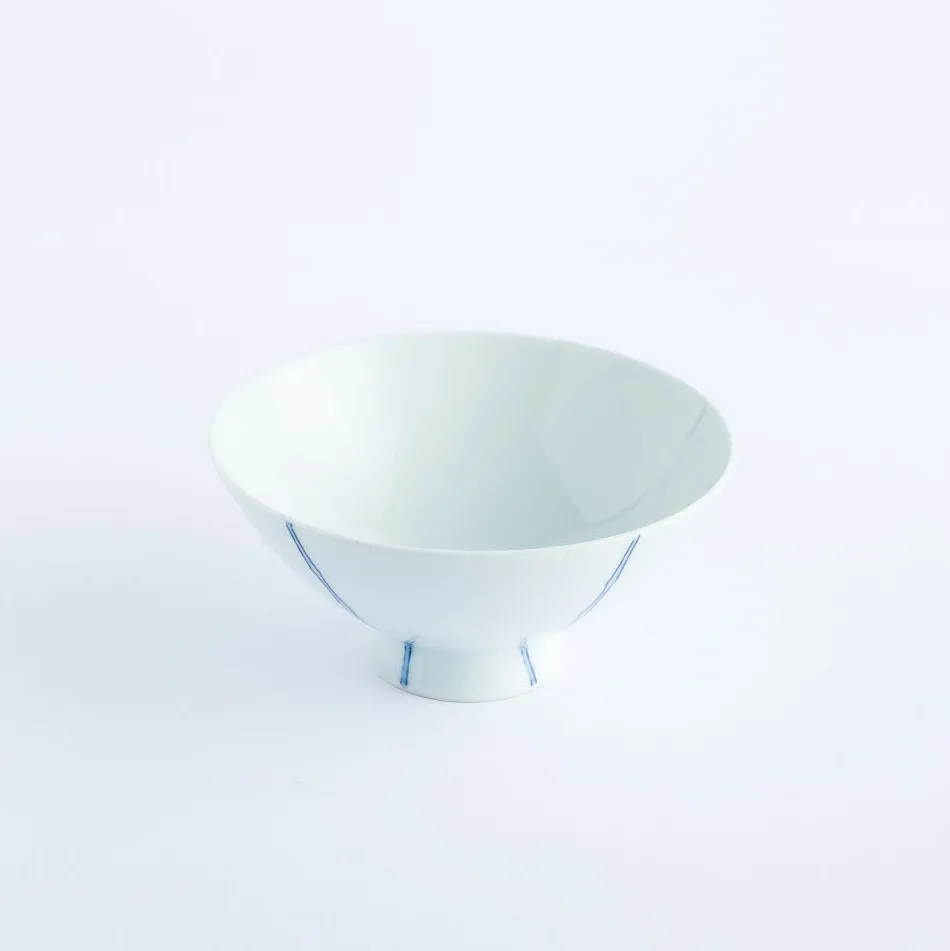 BW20-0064 - White Blue Ceramic Bowl - 6" 2.75" (DH)