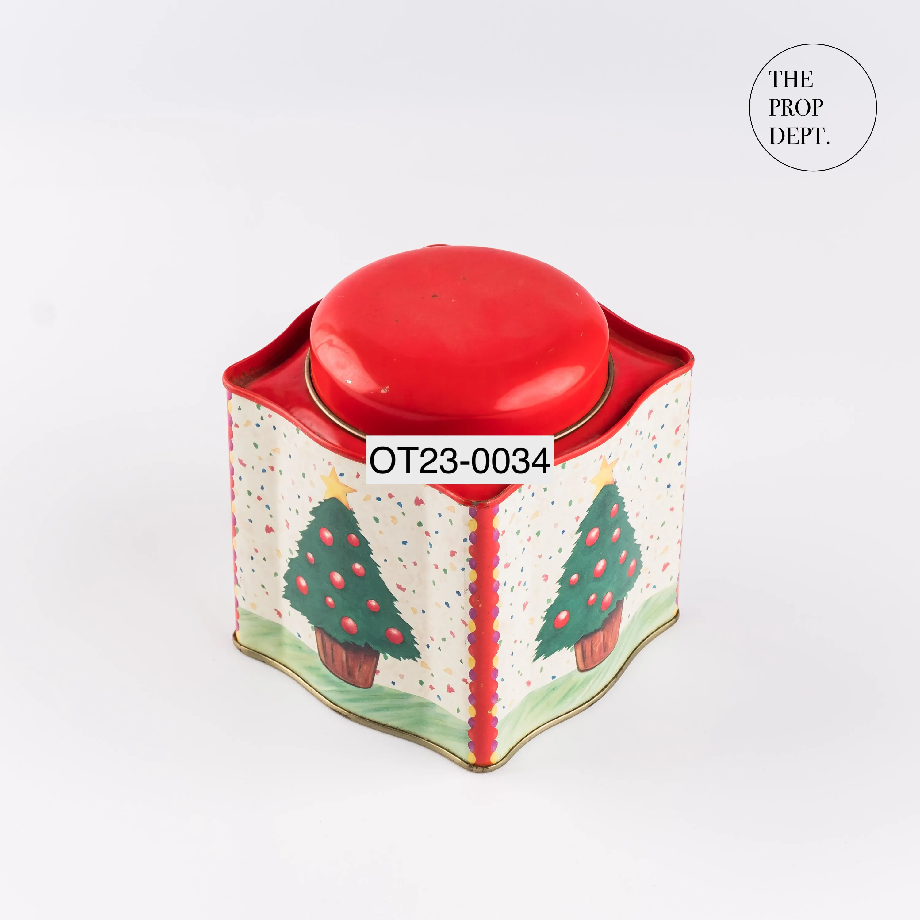 OT23-0034 - Red Green Metal Tin Box - 4.25" 4.25" 4.25" (LWH)