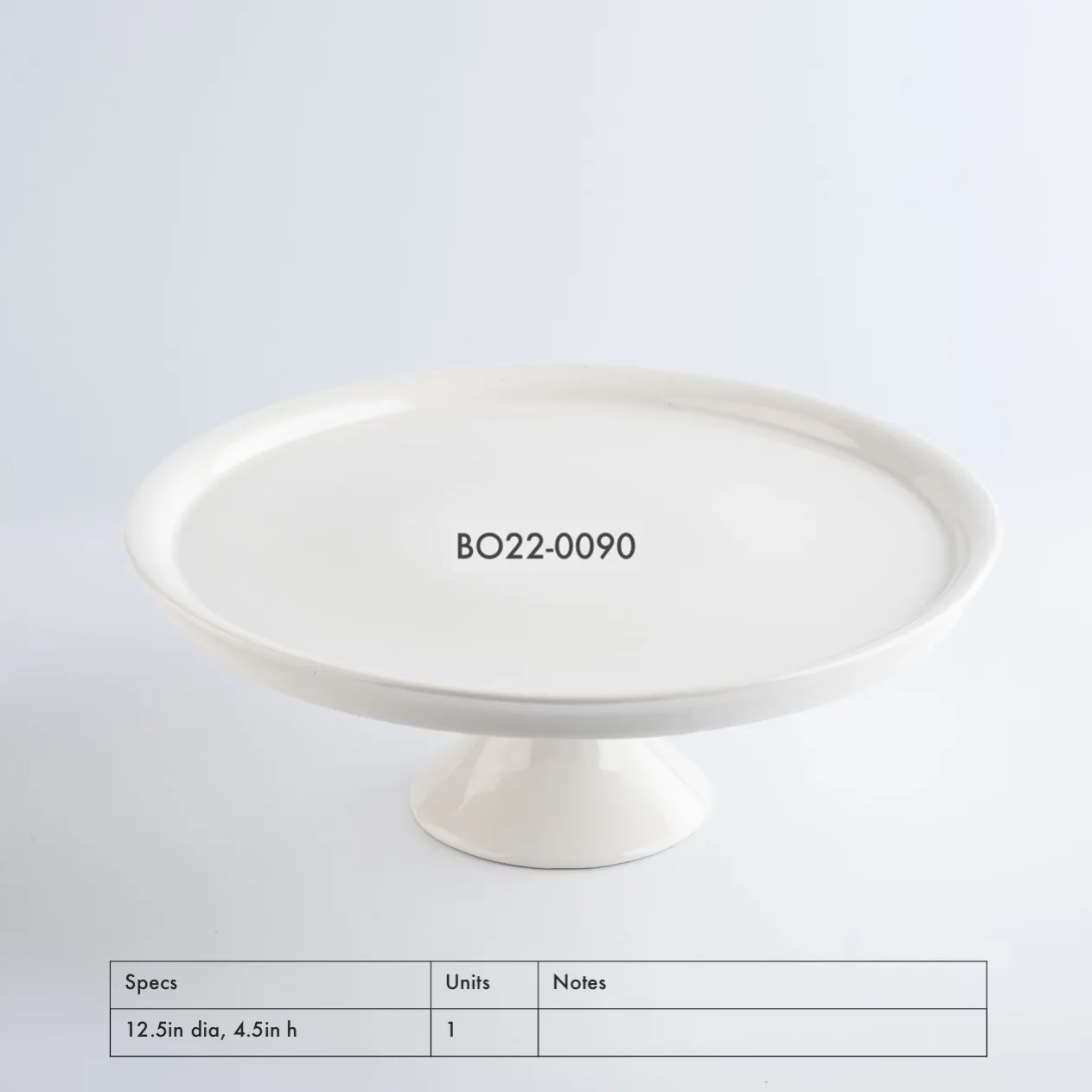 BO22-0090 - White Ceramic Cake Stand - 12.5" 4.5" (DH)